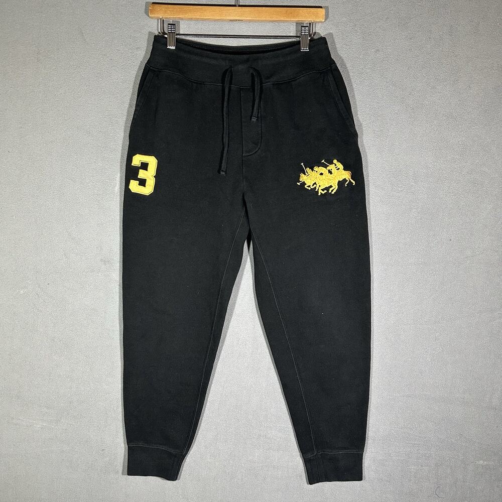 Polo Ralph Lauren Gold Big Triple Pony 3 Joggers S Black Golden Triple Pony